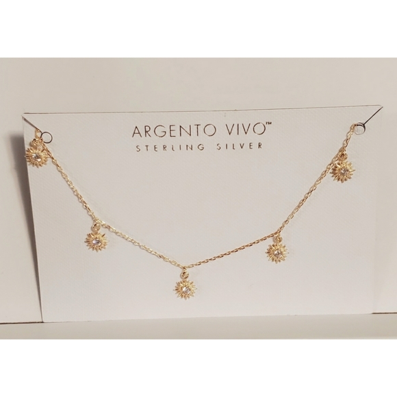 Argento Vivo Jewelry - Argento Vivo CZ Dangling Station Necklace